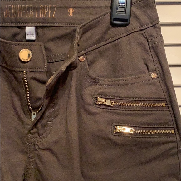 JLo lots of gold zipper detailed olive jeans - Picture 2 of 3